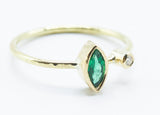Marquise Green Stone Ring in 18k Gold with Clear Accent — product view 5