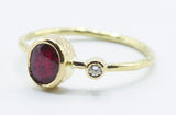 Oval Faceted Red Stone Ring in 18k Gold with Clear Accent — product view 3