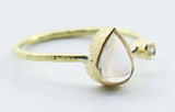 Pear-Shaped Opalescent Stone Ring in 18k Gold — product view 3