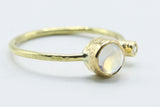 Round Opalescent Stone Ring in 18k Gold with Clear Accent — product view 3