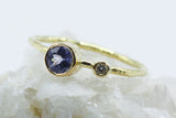 Round Violet Stone Ring in 18k Gold with Textured Band — product view 5