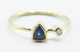 Shield-Shaped Blue Stone Ring in 18k Gold with Clear Accent — product view 1