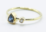Shield-Shaped Blue Stone Ring in 18k Gold with Clear Accent — product view 2