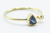 Shield-Shaped Blue Stone Ring in 18k Gold with Clear Accent — product view 3