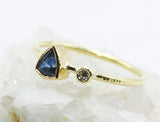 Shield-Shaped Blue Stone Ring in 18k Gold with Clear Accent — product view 5