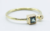Square Teal Stone Ring in 18k Gold with Clear Accent — product view 8