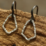 Earrings Sterling silver freeform hoops with hammered textures and oxidized silver hooks - Metal Studio Jewelry