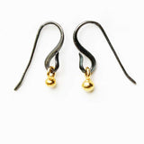 Gold plated 3 microns earrings with oxidized sterling silver hooks - Metal Studio Jewelry