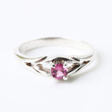 Faceted pink tourmaline gemstone ring with sterling silver band - Metal Studio Jewelry