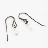 Earrings Silver teardrop with sterling silver oxidized hooks - Metal Studio Jewelry