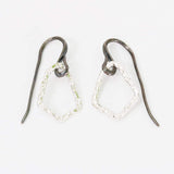 Earrings Sterling silver freeform hoops with hammered textures and oxidized silver hooks - Metal Studio Jewelry