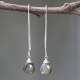 Silver wire earrings with labradorite drop - Metal Studio Jewelry