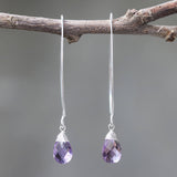 Amethyst drop silver earring. - Metal Studio Jewelry