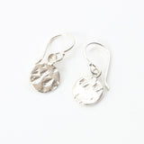 Sterling silver discs 8.5 mm earrings with texture and hangs on sterling silver hook style - Metal Studio Jewelry
