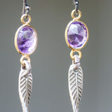 Amethyst drop earrings, Silver drop earrings, amethyst dangle earrings, boho earrings, February birthstone earrings - Metal Studio Jewelry