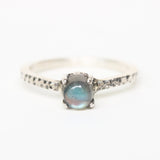 Labradorite ring with textured sterling silver band - Metal Studio Jewelry