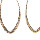 Brass oxidized hammer textured teardrop hoop earrings with sterling silver hooks - Metal Studio Jewelry