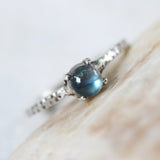 Labradorite ring with textured sterling silver band - Metal Studio Jewelry