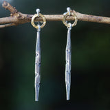 Silver hexagonal sticks with gold hoop earrings - Metal Studio Jewelry
