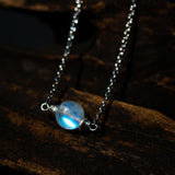 Full moon choker necklace,AAA++ Moonstone pendant with sterling silver chain - Metal Studio Jewelry