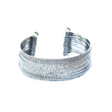 Engraving oxidized sterling silver stack cuff bracelet - Metal Studio Jewelry