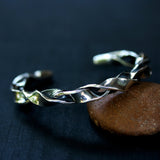 Sterling silver cuff bracelet twist and braid design - Metal Studio Jewelry
