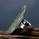 Adjustable ring wrap sterling silver with oxidized lines design - Metal Studio Jewelry