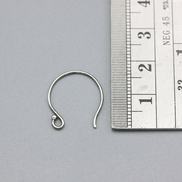 Sterling silver oxidized earrings outside loop and ball, Ear Wires, 925 Sterling Silver, Ear Hooks, Simple Classic with 1.5mm ball - Metal Studio Jewelry