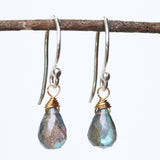 Dangle earrings, drop earring, labradorite earrings, simple earrings, dainty earrings, birthstone earrings, gift for women - Metal Studio Jewelry