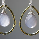 dangle earrings, drop earrings, chalcedony, gemstone earrings, birthstone earrings, boho earrings, silver earrings, brass earrings - Metal Studio Jewelry