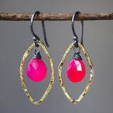 pink chalcedony earrings, pink earrings, dangle earrings, drop earrings, gemstone earrings, boho earrings, birthstone earrings - Metal Studio Jewelry