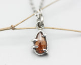 Orange kyanite pendant necklace in silver bezel and prongs setting with silver beads secondary - Metal Studio Jewelry
