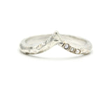 Sterling silver with hammer texture design band ring with tiny 3 freshwater pearls on the side