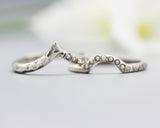 Silver hammer texture design band ring with tiny 3 freshwater pearls set with silver hammer texture band ring with tiny 7 freshwater pearls
