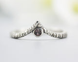 Multi purple sapphire ring sterling silver crown design ring with line design texture band