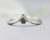 Multi grey sapphire ring sterling silver crown design ring with hammer texture band