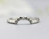 Sterling silver with hammer texture design band ring with tiny 7 pyrite on the center
