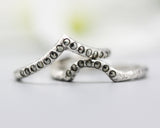 Silver hammer texture design band ring with tiny 15 pyrite set with silve line texture design band ring with tiny 7 pyrite