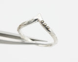 Sterling silver with geometric texture design band ring with tiny 3 champagne diamonds on the side