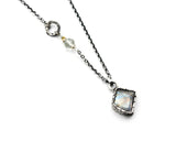 Rainbow faceted Moonstone pendant necklace in silver bezel setting