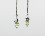 Sterling silver long chain earrings with green tourmaline beads