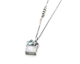 Moonstone, Amethysy, blue topaz pendant necklace in silver bezel and prongs setting with sterling silver chain