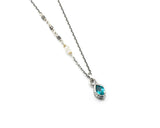Marquise blue topaz pendant necklace in silver bezel setting
