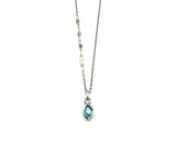 Marquise blue topaz pendant necklace in silver bezel setting