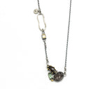Druzy, smoky quartz and mint kyanite gemstone pendant necklace with sterling silver chain