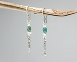 Turquoise beads earrings with silver stick on oxidized sterling silver hooks style