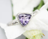 Purple Amethyst ring with sterling silver twist design band