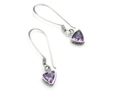 Trillion Amethyst earrings with sterling silver hooks style on the top
