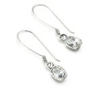 Rectangle White topaz earrings with sterling silver hooks style on the top