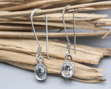 Rectangle White topaz earrings with sterling silver hooks style on the top
